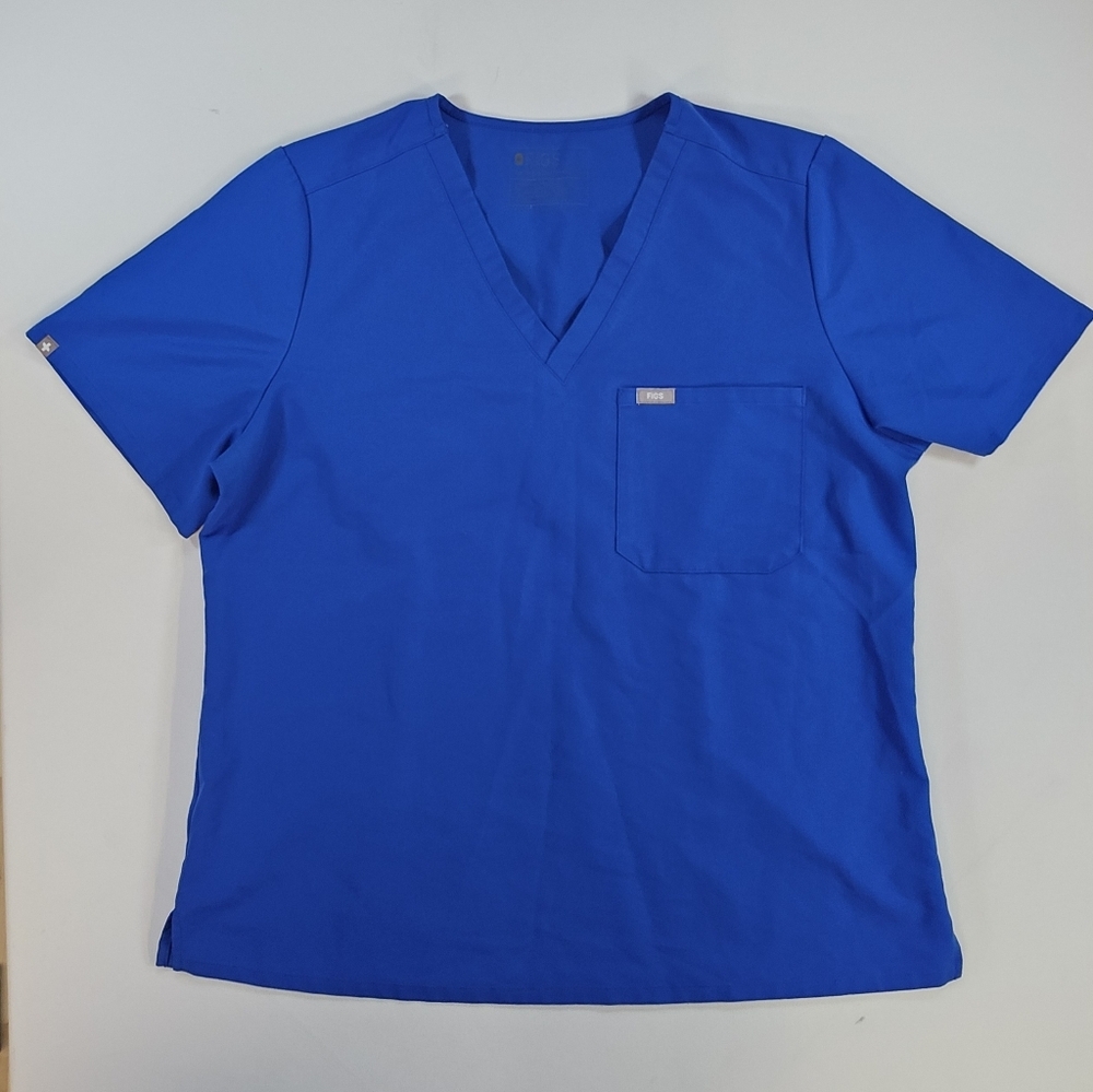 Figs Women's Short Sleeve V-Neck Scrub Top - Royal Blue